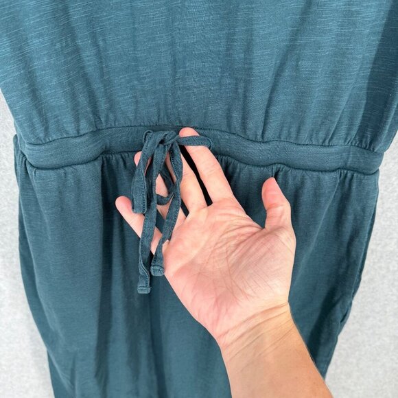 Pact Womens Relaxed Slub Tie Waist Dress Size XS Blue Pockets Casual Knee Length - Picture 3 of 11